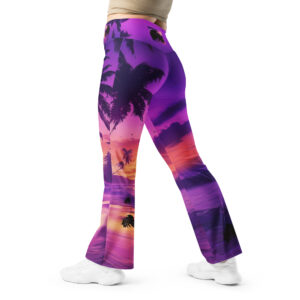 Purple Sunset Hermit Crab All Over Print Flare leggings