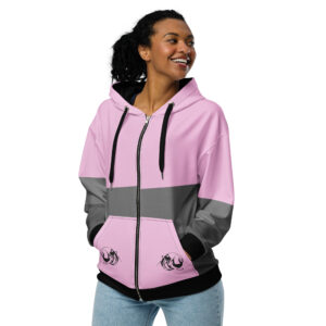 Pink Color Block Hermit Crab Unisex zip hoodie
