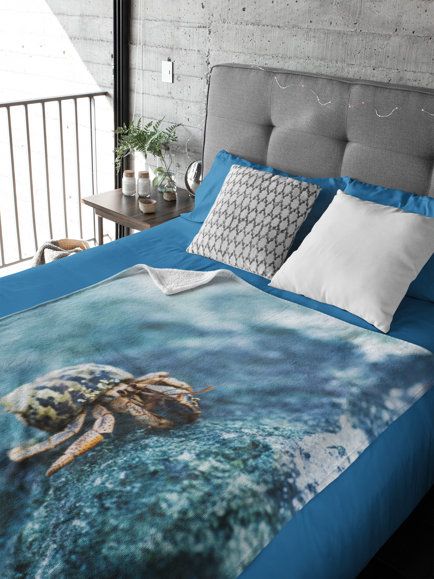 Hermit Crab Blue Throw Blanket - Image 3