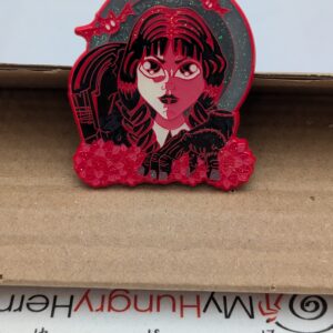 Wednesday Addams Enamel Pin Red by Javi Designs LE