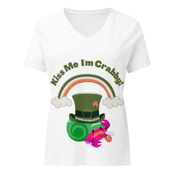 Kiss Me I'm Crabby! Women’s relaxed v-neck t-shirt